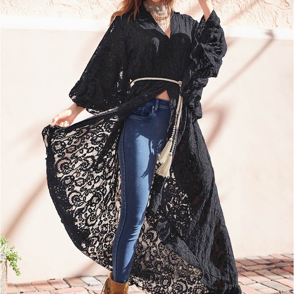Sold elsewhere Venus All-over lace defines this wrap style maxi top new size 8 - Picture 2 of 6